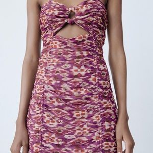 Zara Print Dress with Draping Purple in Women’s S small